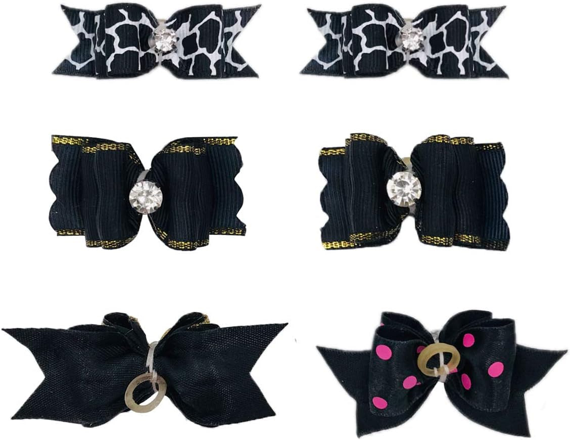 20Pcs Small Dog Hair Bows with Rubber Bands Puppies Doggies Cats Topknot Bowknot Matching Hair Grooming Accessories for Boy Girl Pomeranian Yorkie Poodle Maltese Shih Tzu Groomer