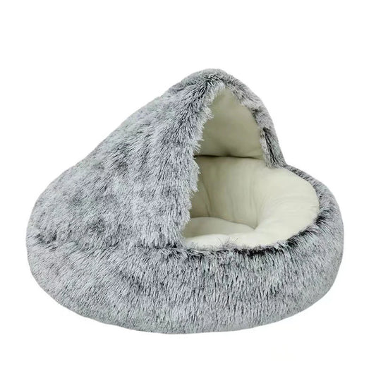 Cat Bed Pet Mattress Warm Soft Plush Pet Bed with Cover round Cat Dog Sleeping Nest Cave for Small Dogs Kitten