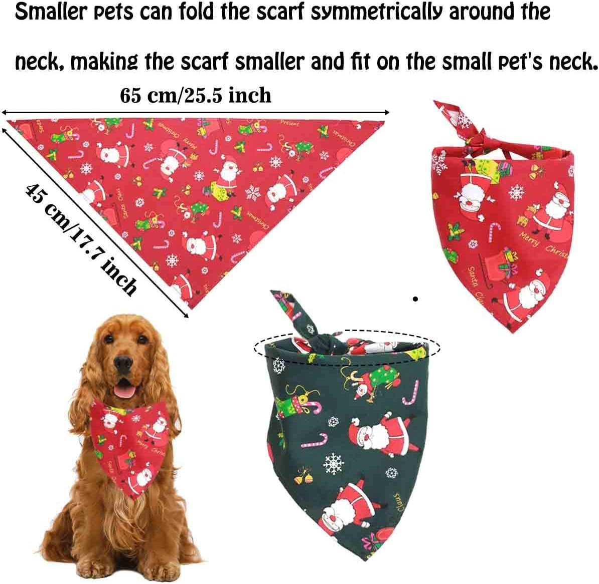 Merry Christmas Dog Bandana Reversible Trianqle Bibs Scarf,Adjustable Christmas Santa Hat for Dogs(Christmas-1, Christmas)