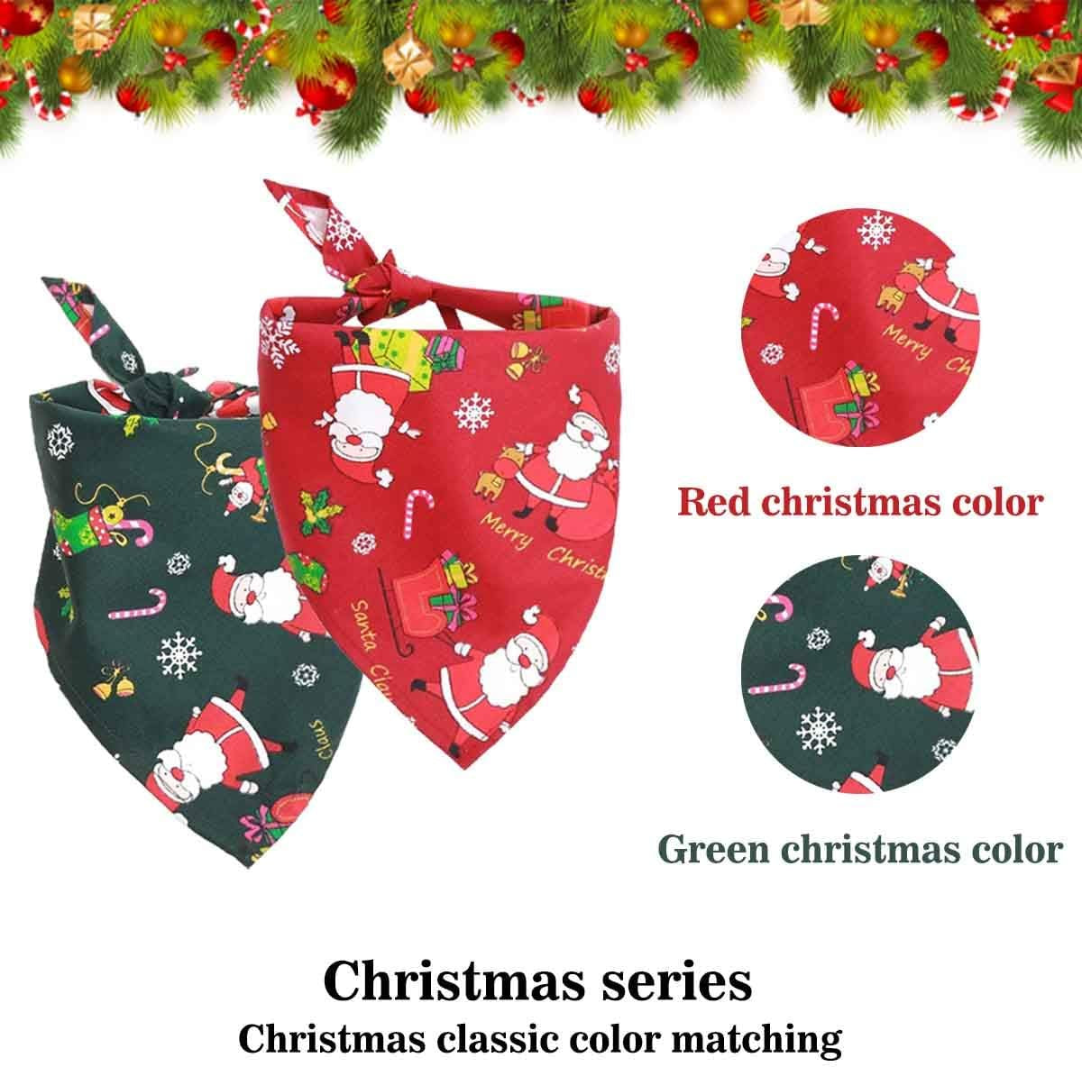 Merry Christmas Dog Bandana Reversible Trianqle Bibs Scarf,Adjustable Christmas Santa Hat for Dogs(Christmas-1, Christmas)