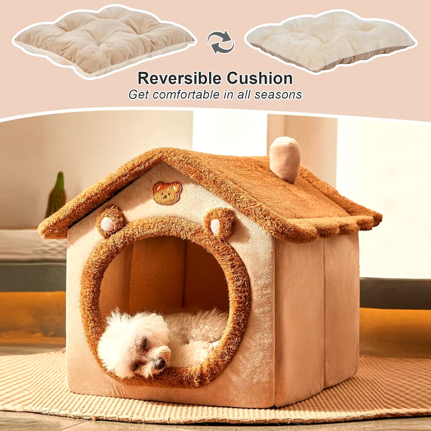 Foldable Pet House Removable Dog Bed Washable Cat House Puppy Kennel Dog Bed Sofa House for Extra Small Dog and Small and Medium